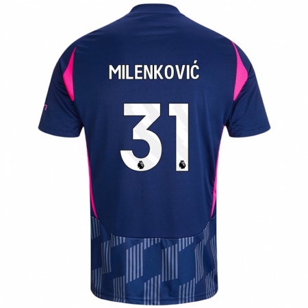 Kandiny Herren Nikola Milenković #31 Königsblau Rosa Auswärtstrikot Trikot 2024/25 T-Shirt