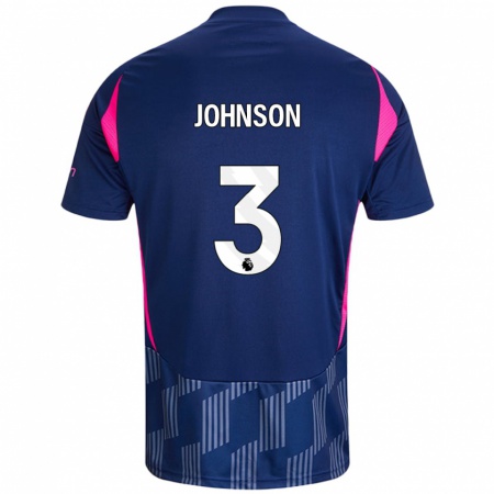 Kandiny Herren Nat Johnson #3 Königsblau Rosa Auswärtstrikot Trikot 2024/25 T-Shirt