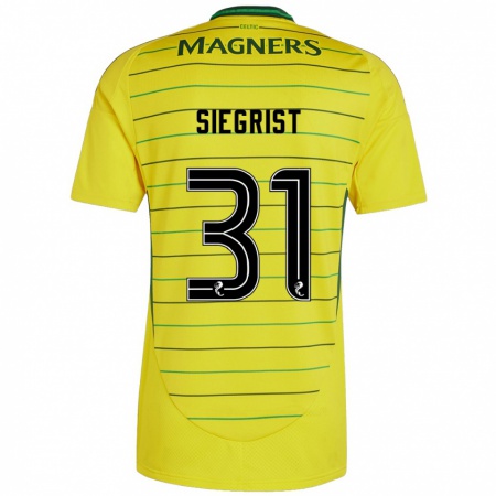 Kandiny Herren Benjamin Siegrist #31 Gelb Auswärtstrikot Trikot 2024/25 T-Shirt