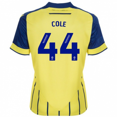 Kandiny Herren Devante Cole #44 Gelb Blau Auswärtstrikot Trikot 2024/25 T-Shirt