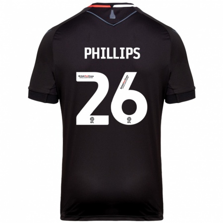 Kandiny Herren Ashley Phillips #26 Schwarz Auswärtstrikot Trikot 2024/25 T-Shirt