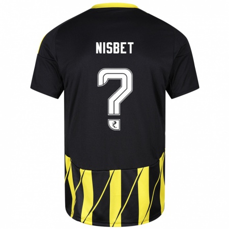 Kandiny Herren Kevin Nisbet #0 Schwarz Gelb Auswärtstrikot Trikot 2024/25 T-Shirt