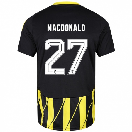 Kandiny Herren Angus Macdonald #27 Schwarz Gelb Auswärtstrikot Trikot 2024/25 T-Shirt