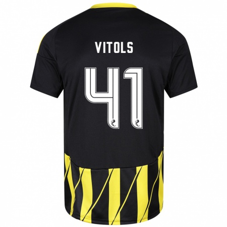 Kandiny Herren Rodrigo Vitols #41 Schwarz Gelb Auswärtstrikot Trikot 2024/25 T-Shirt