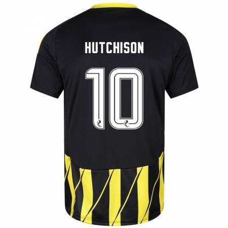 Kandiny Herren Bayley Hutchison #10 Schwarz Gelb Auswärtstrikot Trikot 2024/25 T-Shirt