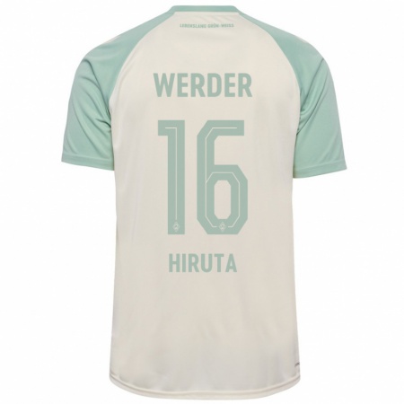 Kandiny Herren Ikumi Hiruta #16 Cremeweiß Hellgrün Auswärtstrikot Trikot 2024/25 T-Shirt