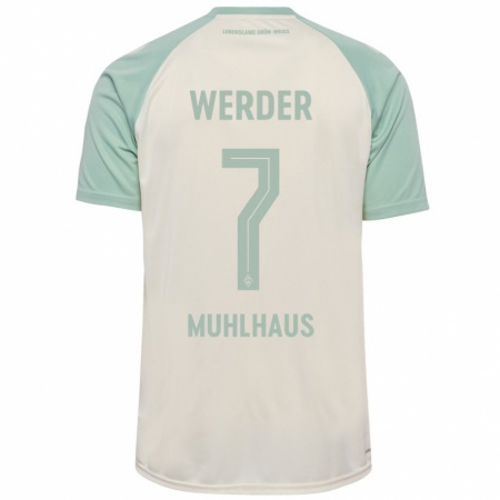 Kandiny Herren Larissa Mühlhaus #7 Cremeweiß Hellgrün Auswärtstrikot Trikot 2024/25 T-Shirt