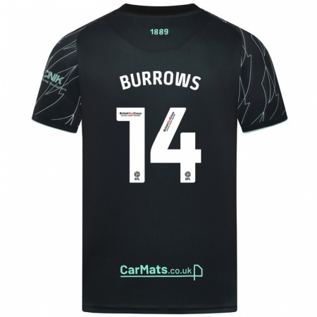 Kandiny Herren Harrison Burrows #14 Schwarz Grün Auswärtstrikot Trikot 2024/25 T-Shirt