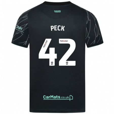 Kandiny Herren Sydie Peck #42 Schwarz Grün Auswärtstrikot Trikot 2024/25 T-Shirt