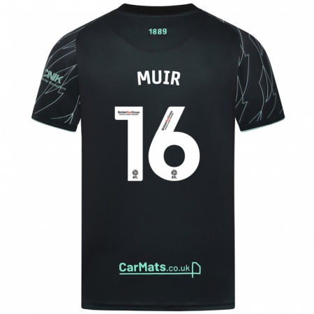 Kandiny Herren Chene Muir #16 Schwarz Grün Auswärtstrikot Trikot 2024/25 T-Shirt