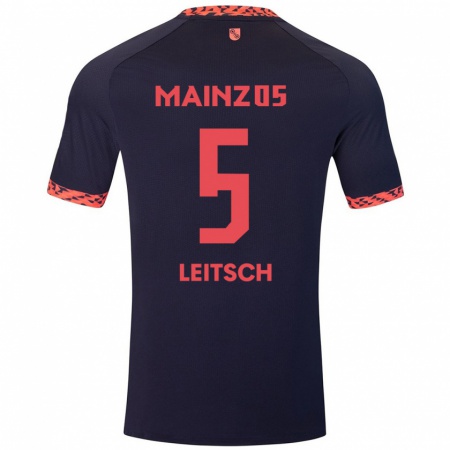 Kandiny Herren Maxim Leitsch #5 Blau Korallenrot Auswärtstrikot Trikot 2024/25 T-Shirt