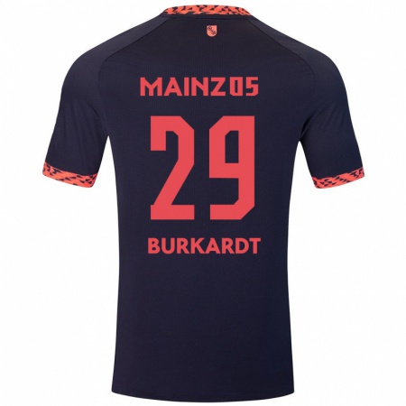 Kandiny Herren Jonathan Burkardt #29 Blau Korallenrot Auswärtstrikot Trikot 2024/25 T-Shirt