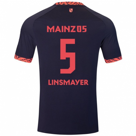 Kandiny Herren Denis Linsmayer #5 Blau Korallenrot Auswärtstrikot Trikot 2024/25 T-Shirt