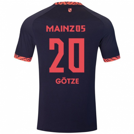 Kandiny Herren Justus Götze #20 Blau Korallenrot Auswärtstrikot Trikot 2024/25 T-Shirt