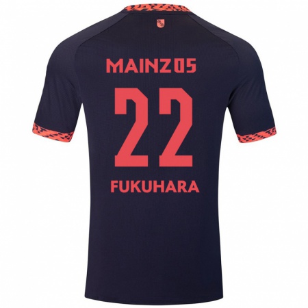 Kandiny Herren Yuuka Fukuhara #22 Blau Korallenrot Auswärtstrikot Trikot 2024/25 T-Shirt