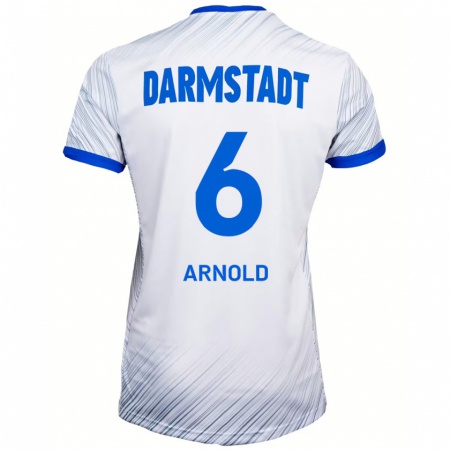 Kandiny Herren Tim Arnold #6 Weiß Blau Auswärtstrikot Trikot 2024/25 T-Shirt