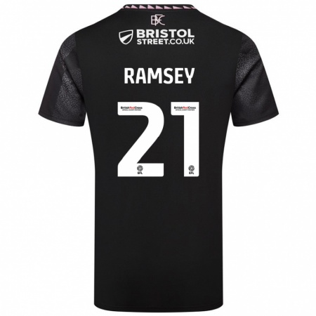 Kandiny Herren Aaron Ramsey #21 Schwarz Auswärtstrikot Trikot 2024/25 T-Shirt