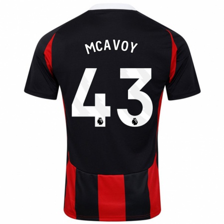 Kandiny Herren Connor Mcavoy #43 Schwarz Rot Auswärtstrikot Trikot 2024/25 T-Shirt