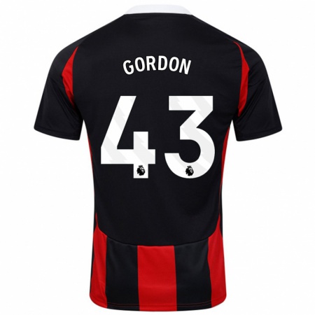 Kandiny Herren Lemar Gordon #43 Schwarz Rot Auswärtstrikot Trikot 2024/25 T-Shirt