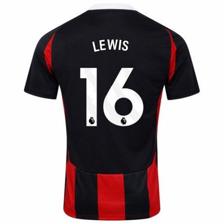 Kandiny Herren Milla Lewis #16 Schwarz Rot Auswärtstrikot Trikot 2024/25 T-Shirt