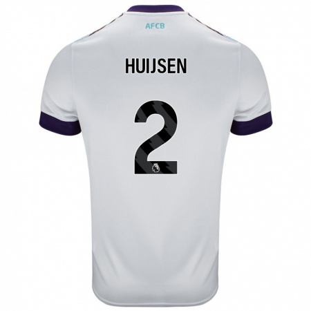 Kandiny Herren Dean Huijsen #2 Weiß Grün Lila Auswärtstrikot Trikot 2024/25 T-Shirt