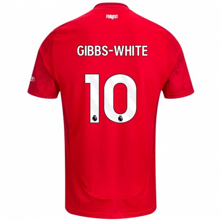 Kandiny Damen Morgan Gibbs-White #10 Rot Weiß Heimtrikot Trikot 2024/25 T-Shirt