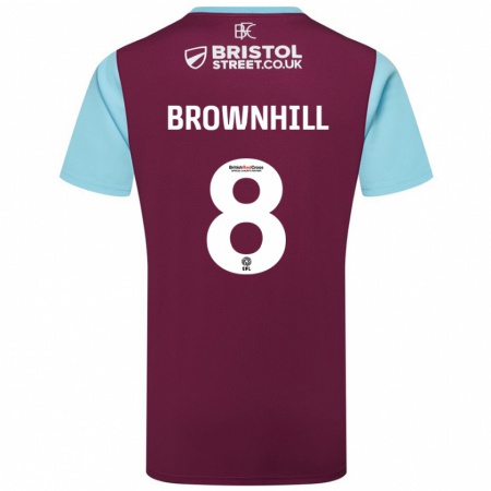 Kandiny Damen Josh Brownhill #8 Burgunderrot Himmelblau Heimtrikot Trikot 2024/25 T-Shirt