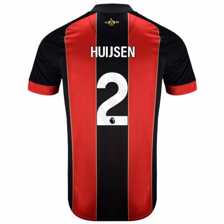 Kandiny Damen Dean Huijsen #2 Rot Schwarz Heimtrikot Trikot 2024/25 T-Shirt