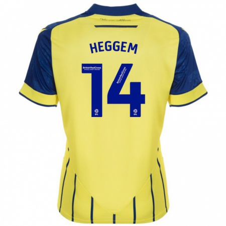 Kandiny Damen Torbjørn Heggem #14 Gelb Blau Auswärtstrikot Trikot 2024/25 T-Shirt