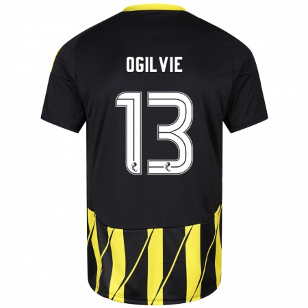 Kandiny Damen Francesca Ogilvie #13 Schwarz Gelb Auswärtstrikot Trikot 2024/25 T-Shirt