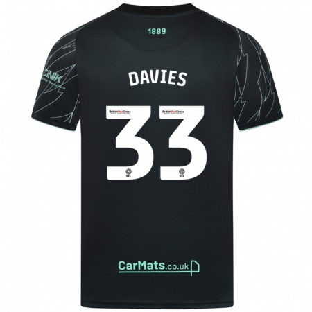 Kandiny Damen Bethan Davies #33 Schwarz Grün Auswärtstrikot Trikot 2024/25 T-Shirt