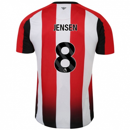 Kandiny Kinder Mathias Jensen #8 Rot Weiß Heimtrikot Trikot 2024/25 T-Shirt