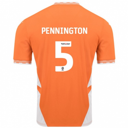 Kandiny Kinder Matthew Pennington #5 Orange Weiß Heimtrikot Trikot 2024/25 T-Shirt