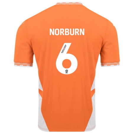 Kandiny Kinder Oliver Norburn #6 Orange Weiß Heimtrikot Trikot 2024/25 T-Shirt