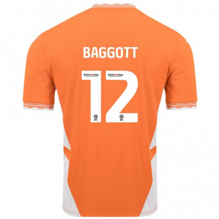 Kandiny Kinder Elkan Baggott #12 Orange Weiß Heimtrikot Trikot 2024/25 T-Shirt