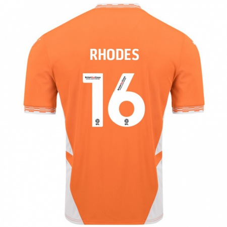 Kandiny Kinder Jordan Rhodes #16 Orange Weiß Heimtrikot Trikot 2024/25 T-Shirt