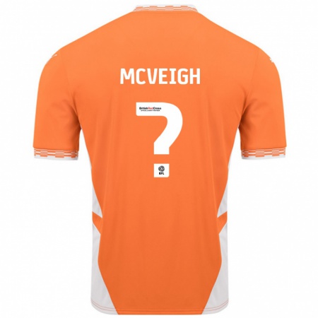 Kandiny Kinder Conor Mcveigh #0 Orange Weiß Heimtrikot Trikot 2024/25 T-Shirt