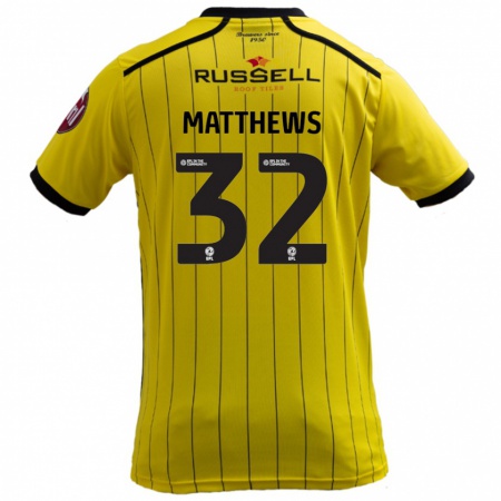 Kandiny Kinder Daniel Matthews #32 Gelb Heimtrikot Trikot 2024/25 T-Shirt