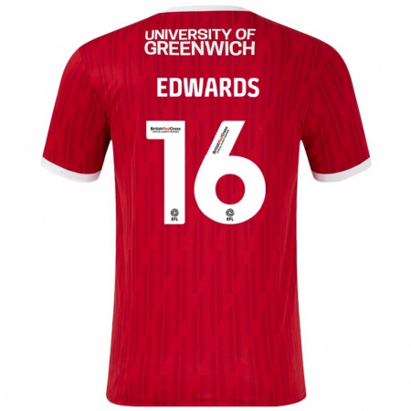 Kandiny Kinder Josh Edwards #16 Rot Weiß Heimtrikot Trikot 2024/25 T-Shirt