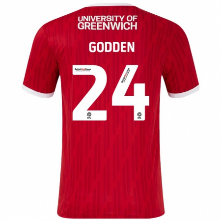 Kandiny Kinder Matty Godden #24 Rot Weiß Heimtrikot Trikot 2024/25 T-Shirt