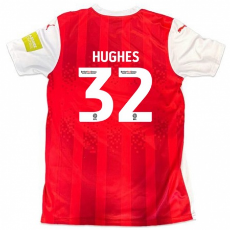 Kandiny Kinder Kayden Hughes #32 Rot Weiß Heimtrikot Trikot 2024/25 T-Shirt