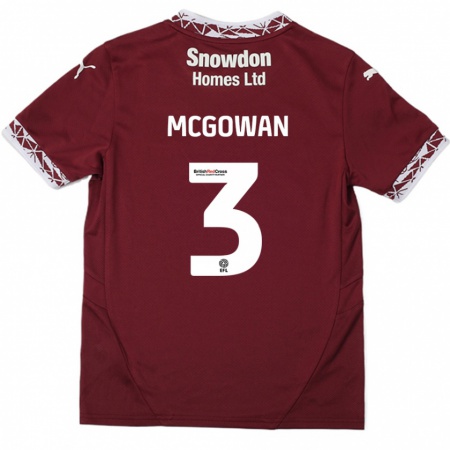 Kandiny Kinder Aaron Mcgowan #3 Burgundrot Heimtrikot Trikot 2024/25 T-Shirt