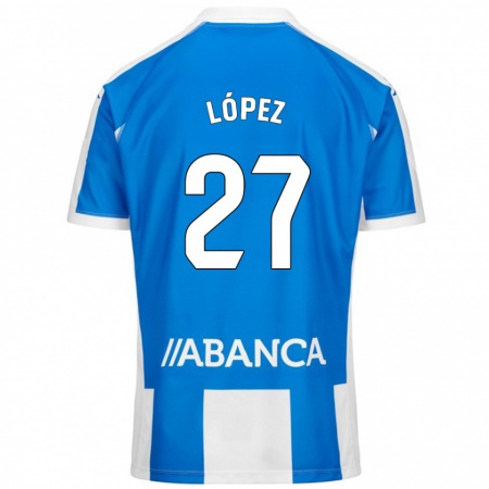 Kandiny Kinder Rubén López #27 Blau Weiß Heimtrikot Trikot 2024/25 T-Shirt