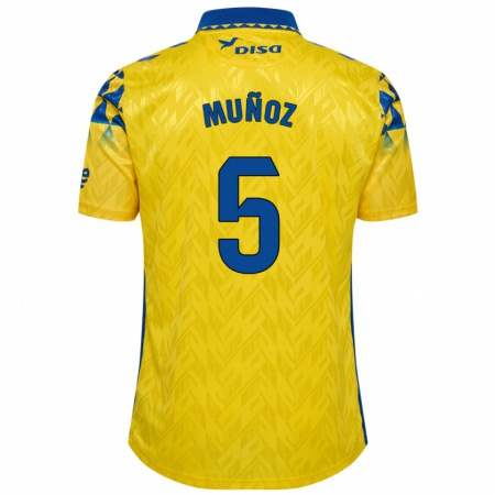 Kandiny Kinder Javi Muñoz #5 Gelb Blau Heimtrikot Trikot 2024/25 T-Shirt