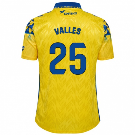 Kandiny Kinder Álvaro Valles #25 Gelb Blau Heimtrikot Trikot 2024/25 T-Shirt