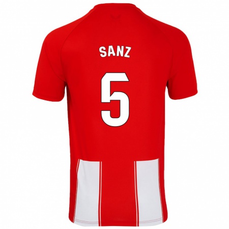 Kandiny Kinder Paco Sanz #5 Rot Weiß Heimtrikot Trikot 2024/25 T-Shirt