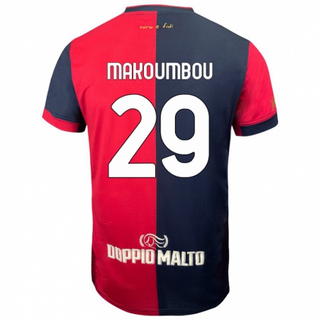 Kandiny Kinder Antoine Makoumbou #29 Rot Dunkleres Blau Heimtrikot Trikot 2024/25 T-Shirt