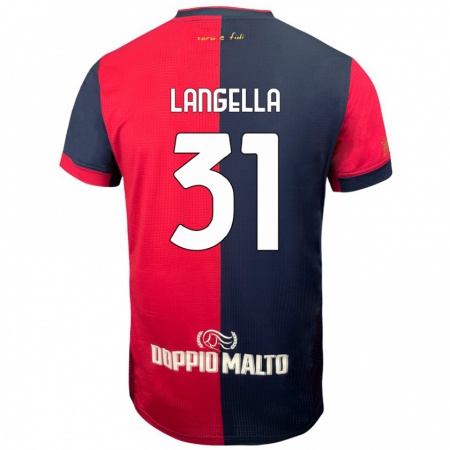 Kandiny Kinder Matteo Langella #31 Rot Dunkleres Blau Heimtrikot Trikot 2024/25 T-Shirt