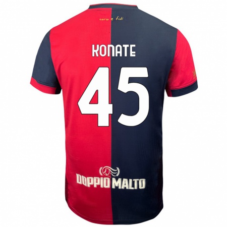 Kandiny Kinder Ismael Konate #45 Rot Dunkleres Blau Heimtrikot Trikot 2024/25 T-Shirt