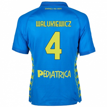 Kandiny Kinder Sebastian Walukiewicz #4 Blau Heimtrikot Trikot 2024/25 T-Shirt